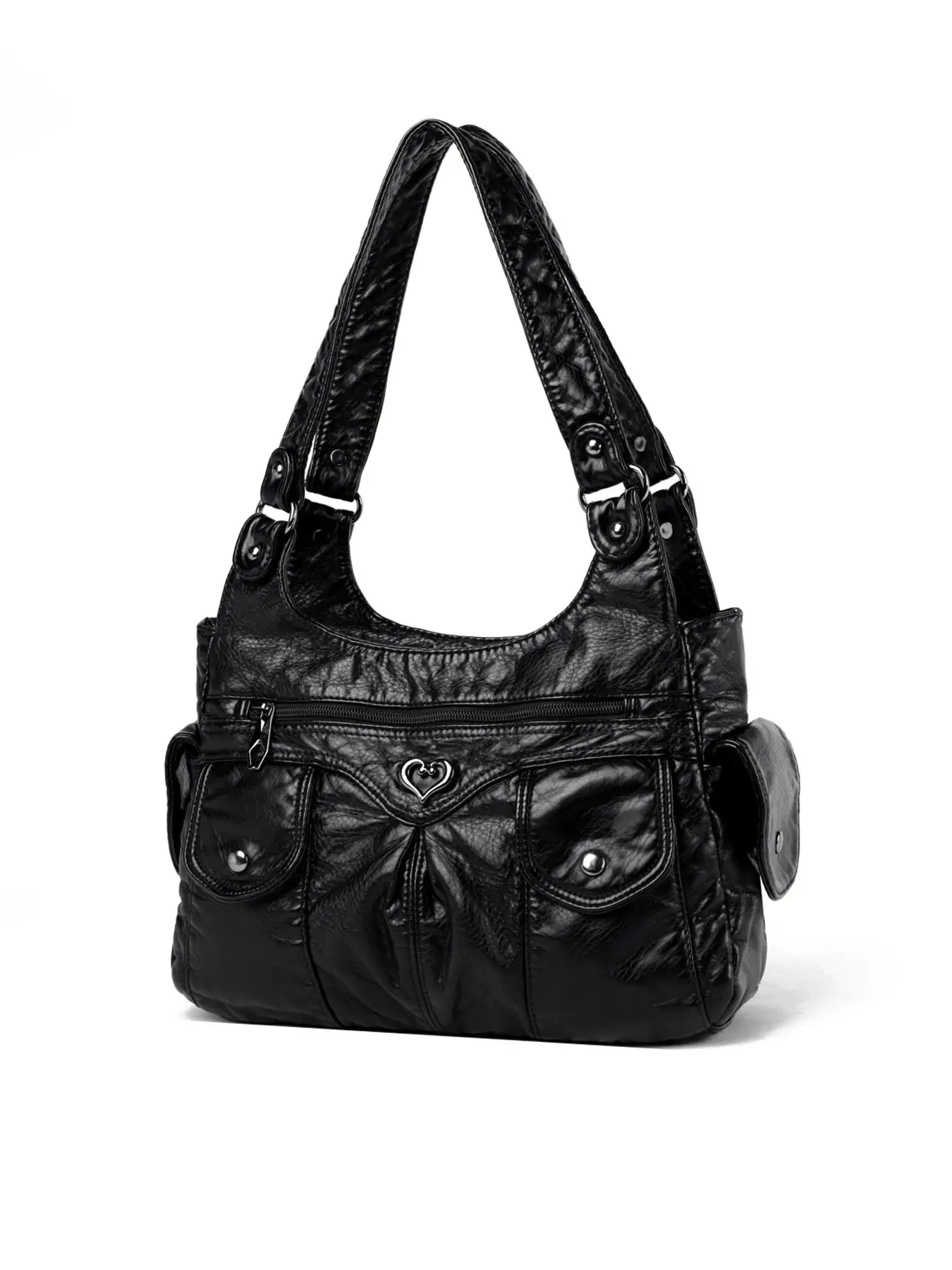 Women's Fashion Heart Decorated Shoulder Bag, Casual Large Capacity Commuter Bag, Everyday Bags, Trendy Versatile High-quality Daily Girl Fashionable