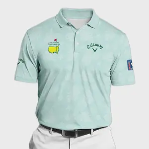 Stylish Callaway Masters Tournament Hawaiian Polo Shirt for Men - Green Pastel Floral All Over Print Casual Cotton