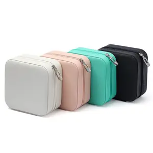 Portable Jewelry Box Small Jewelry Bag Earrings Necklace Studs Ear Accessories Storage Box PU Leather Jewelry Case Women's Cosmetic Box