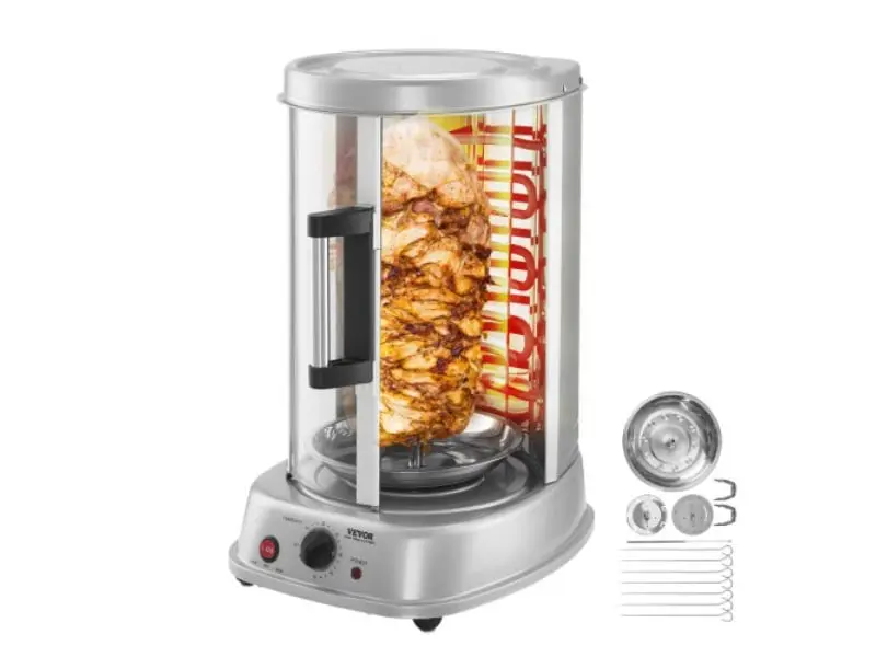 Vevor LSKRJ20LDRSXOZO8UV1 Corded Stainless Steel Vertical Shawarma Gyro Doner Rotisserie Grill Machine - Silver