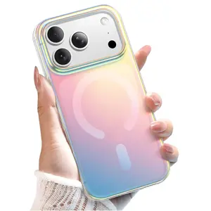 Iridescent Magnetic Smartphone Cover, Magsafe-Compatible, Rainbow Fluorescent Laser Design, Scratch-Resistant Shockproof Protector, Fits iPhone 17 Pro Max,16,15,14,13,12,11, Cellphone Handheld Casing, Electronics Accessories for Women, Mother's Day Gift s