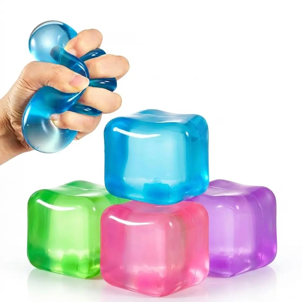 4 Pack Slow Rising Squishy Ice Cube Stress Toys, 2 Inch Transparent Fidget Cubes, Sensory Stress Relief Squishies for Adults & Kids, Birthday Gifts, Party Favors, Classroom Prizes for Boys Girls