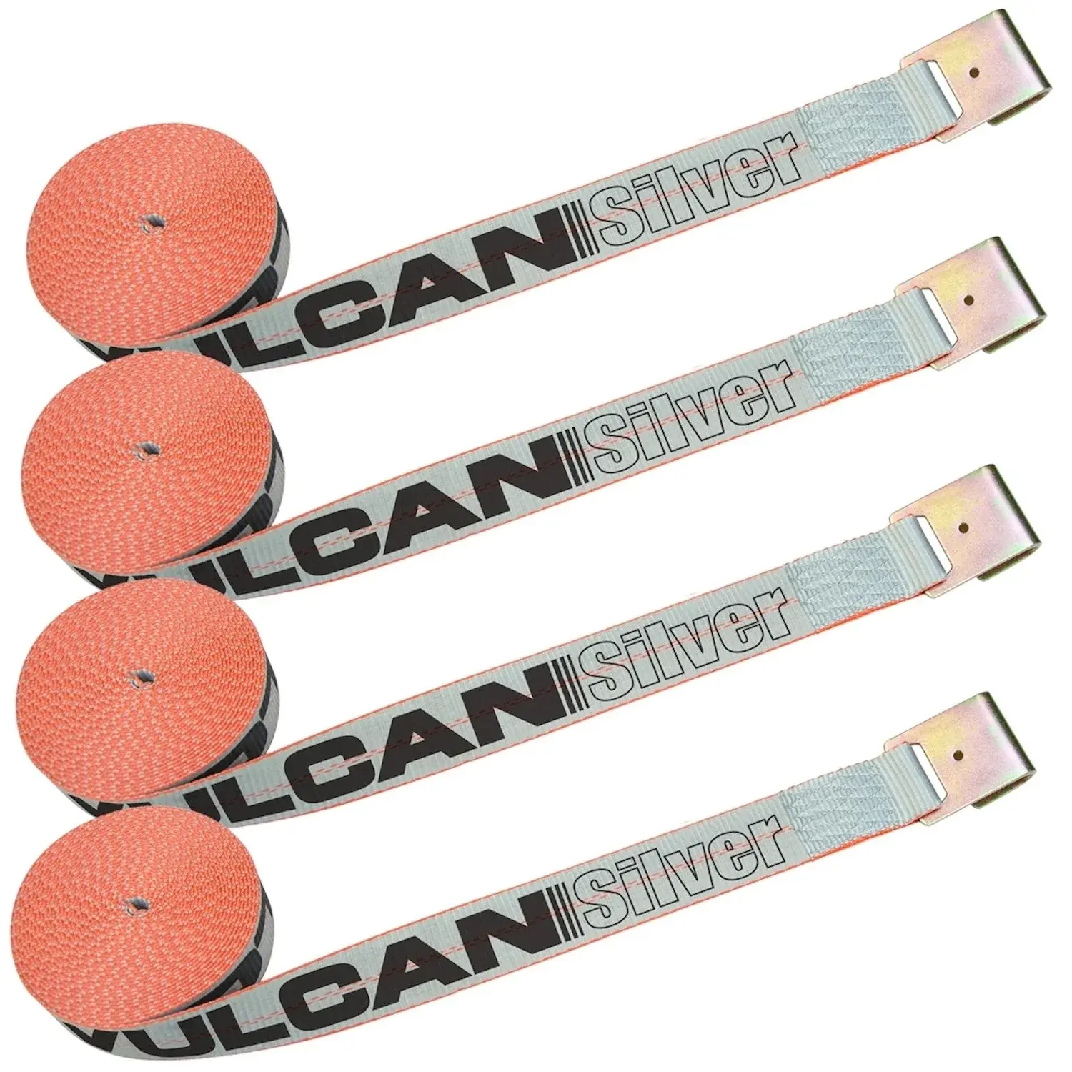 VULCAN Silver Series Winch Strap with Flat Hook - 2 in x 30 ft - 4 Pack - 3,300 lb Safe Working Load
