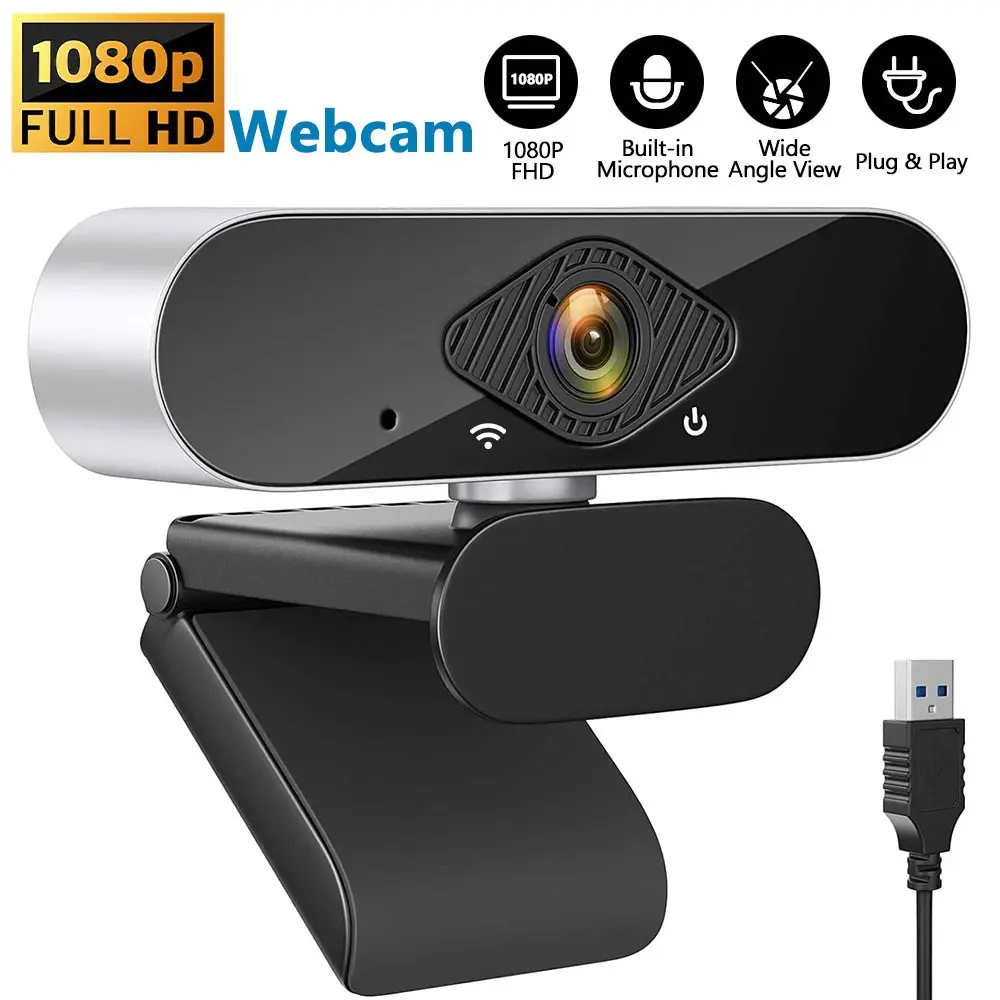 1080P HD Webcam with Microphone & Wide Angle Lens - Plug and Play USB Camera for PC/Laptop Streaming, Video Conferencing, Gaming and Zoom Meetings, USB Computer Webcam, Web Camera for Desktop Computer