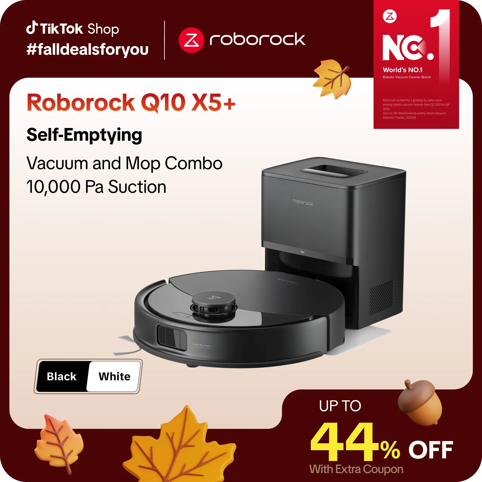 [SaleLink] Roborock Q10 X5+ Robot Vacuum and Mop, Self-Emptying, 10,000Pa Suction, Hands-Free Cleaning for up to 7 Weeks, Obstacle Avoidance, LiDAR Navigation, No-Go Zones, Cordless Rechargeable #TikTokShopFallDealsForYou #TechVibes