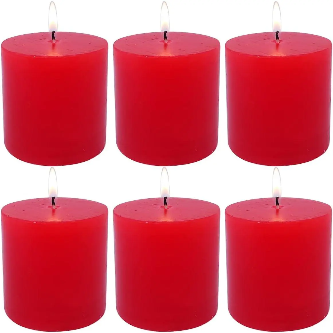 6 Pack 3x3 Inch Red Pillar Candles for Romantic Valentine's Day and Christmas, Unscented Column Candle for Home Restaurants,  Dripless and Clean   Candle