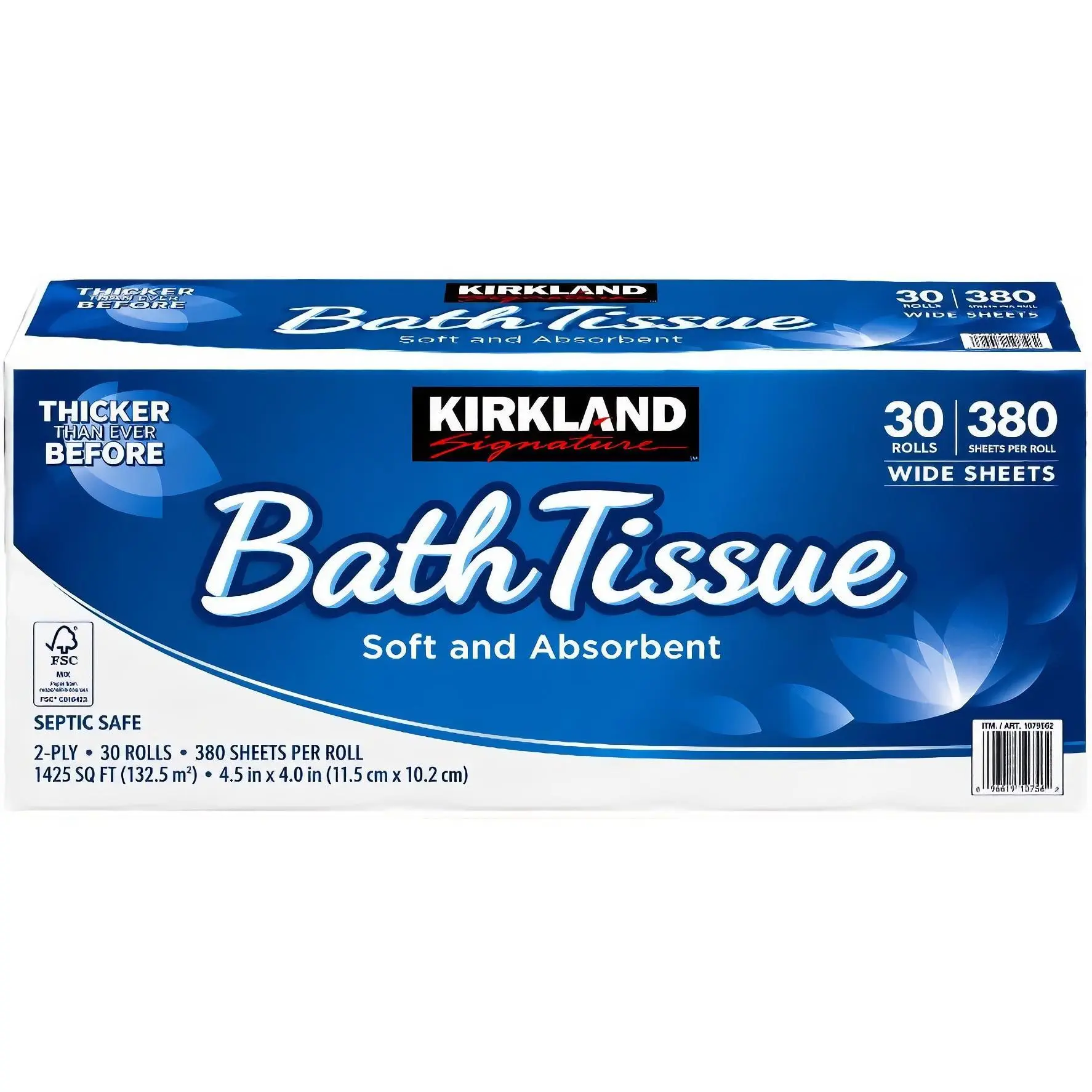 Kirkland Signature Bath Tissue Soft and Absorbent 30 Rolls 380 Sheets Per Roll Thicker Than Ever Before Septic Safe Toilet Wipes