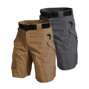 Men's Tactical Cargo Shorts - Waterproof, Lightweight, Quick Drying, Breathable, Multi-Pockets, Adjustable Waistband - Grey and Beige Ideal for Mountaineering and Outdoor Activities, Mountaineering GearThe belt is a complimentary gift (one only)