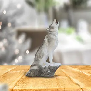 9"H Howling Wolf Figurine