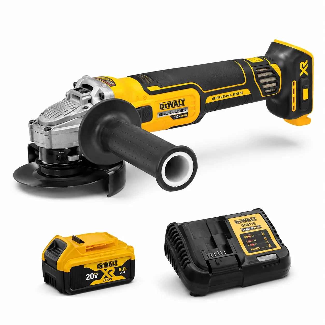 DEWALT 20V XR Brushless 125mm Cordless Angle Grinder Kit - Rechargeable Grinding & Cut-Off Tool with Charger for Metal Fabrication, Surface Preparation (Heavy-Duty Power Tool), Rechargeable Grinding Tool, Cordless Angle Grinders
