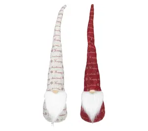 Northlight 18" Pointy Hat "Happy Christmas" Gnomes 2-Piece