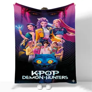 Kpop Demon Hunters Ultra Soft Flannel Throw Blanket HD Print Plush for Sofa & Bedroom Multiple Sizes Cozy All Season Nap Ideal Fan Gift