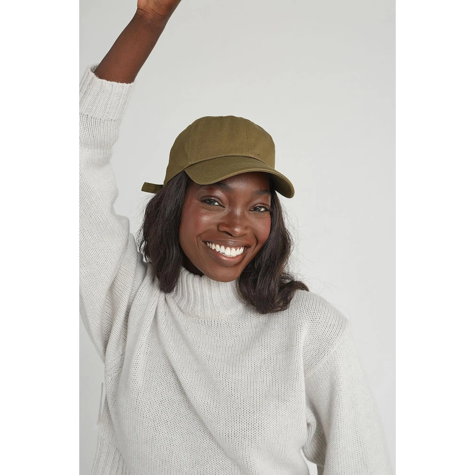 Olive Satin-Lined Baseball Hat