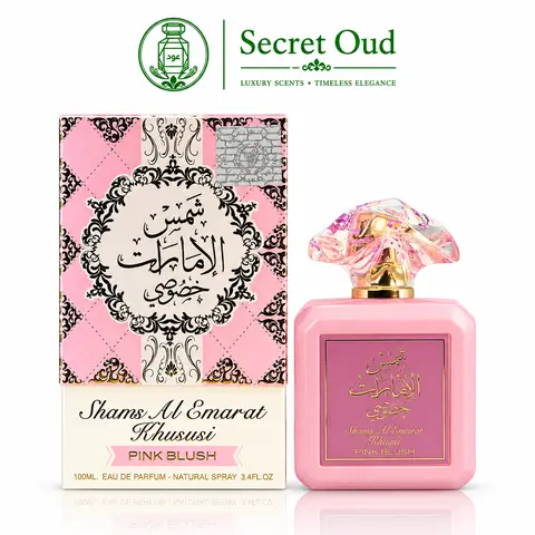 Pink Blush Shams Al Emarat Khususi Alcohol-Based EDP Perfume Spray - 100ML (3.4 OZ) Unisex Long Lasting Floral Jasmine Scented Fragrance, Floral Woody Notes, Everyday Wear, Love Gift