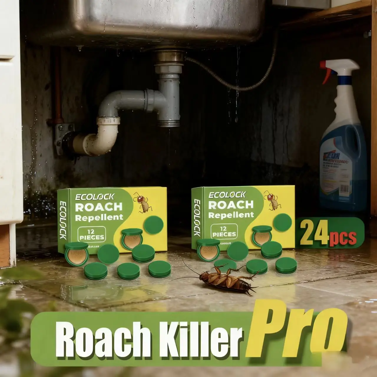 MoonSpry Roach Repellent, Domestic Dormitory Kitchen Powerful Cleaning Cockroach Exterminator Cockroach Gel Bait Pest Control Kit Rodent Repellent Pouches for Indoor & Outdoor Multi-Surface Microfiber Floor Mop roach killer indoor infestation