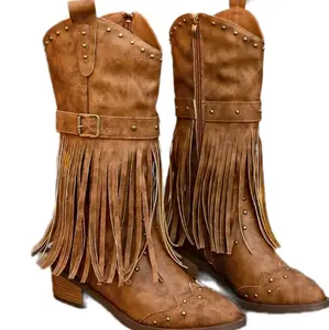 Brown cow girl boots Women Shoe