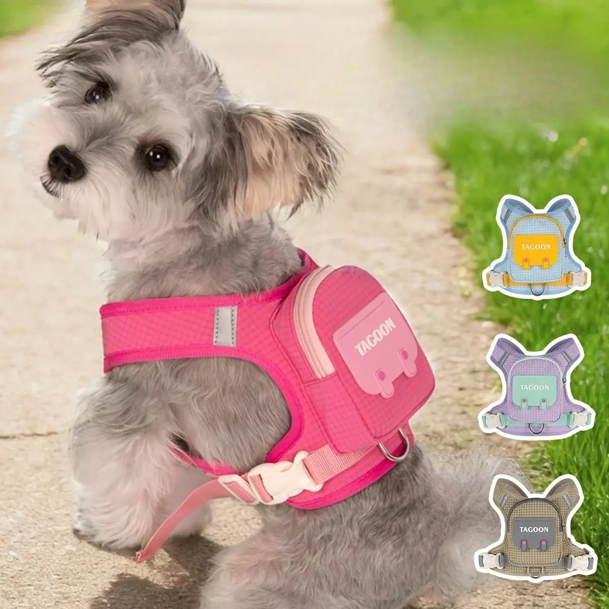 Dog Hiking Saddlebag Backpack Harness Pack - Plaid, Hands-Free Hiking Gear, Multi-Size for Small/Medium Dogs