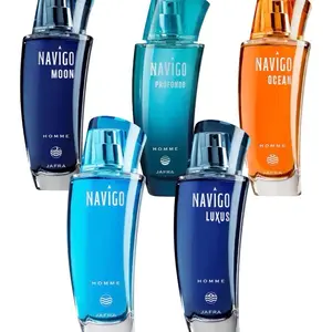 Jafra Navigo  Set of 5 different pieces 3.3 Fl Oz each for men in glass bottle and box