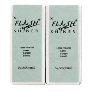 Flash Shiner® Block – 3-Way Nail Buffer (Gray/Black, Green & White) – Professional Nail Buffer for Natural Shine – Smooths, Conditions & Polishes – Manicure Tool for Home or Salon Use (Pack of 2)