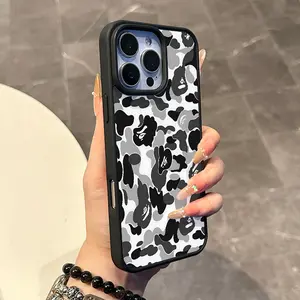Chic Magnetic Case for iPhone11/12/13/14/15/16/17/promax Monochrome Camo Pattern MagSafe Ready, Anti-Slip, Ultra Thin | Aesthetic Touch for Daily Use