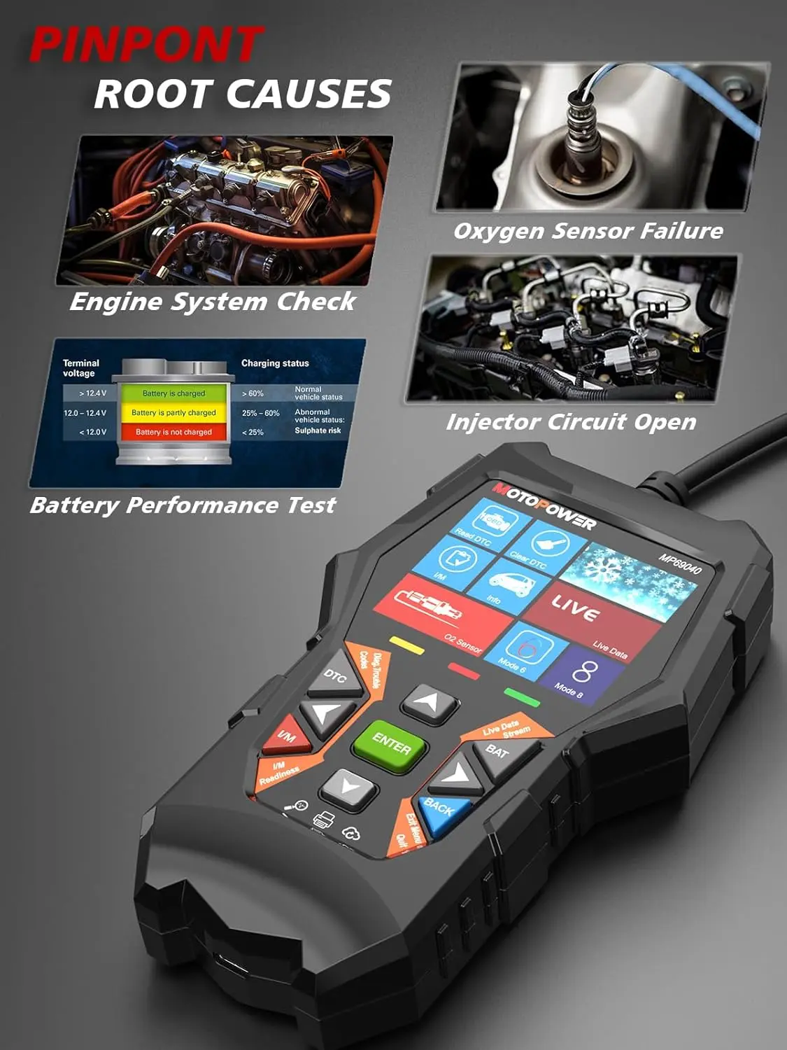 MOTOPOWER MP69040 OBD2 Scan Code Reader – Universal Car Engine