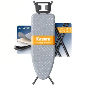 Adjustable Standing Ironing Board, Foldable Laundry Board, Blue Pattern Grey