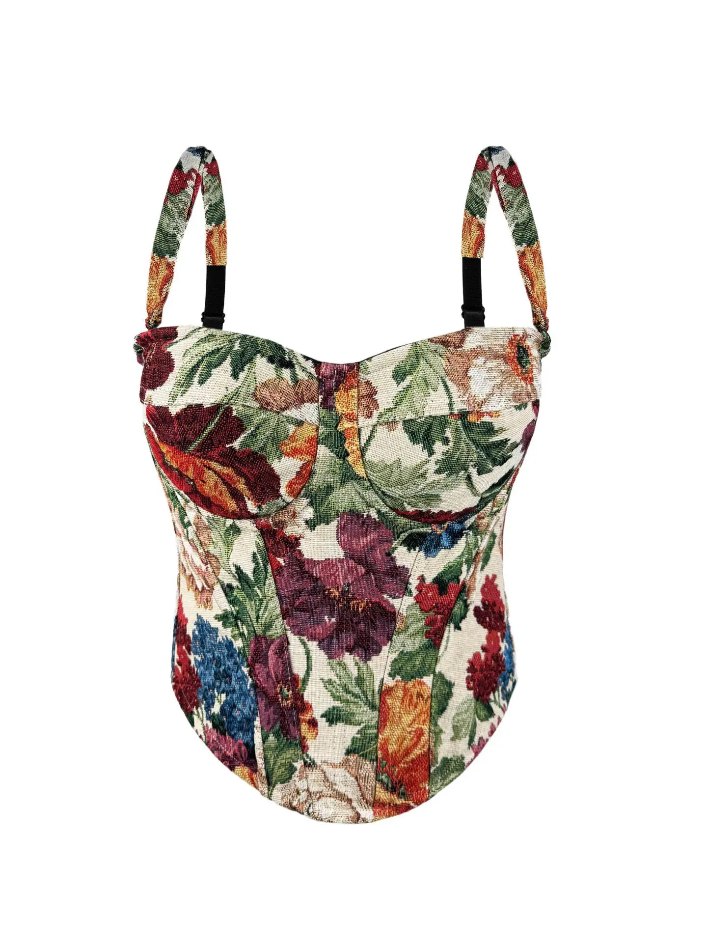 New Sexy Bustier Top with Padded Cups - Vintage Corset Bralette for Layering or Outerwear, Gothic Royal Core Fishbone Lingerie tie design