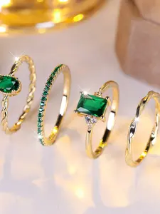 Vintage and exquisite stacked four-piece ring set for ladies, suitable for banquets and parties. A niche and luxurious jewelry piece, this elegant twisted ring set makes a perfect gift for mothers and elders.