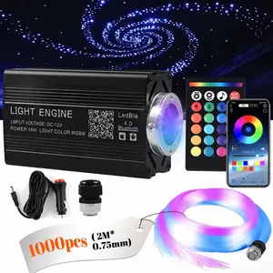 12W Car Roof Fiber Optic Star Light Headliner Kit, 1000-Piece RGB LED Atmosphere Light with Meteor Effect, Music & APP Control for Automotive Interior Lighting