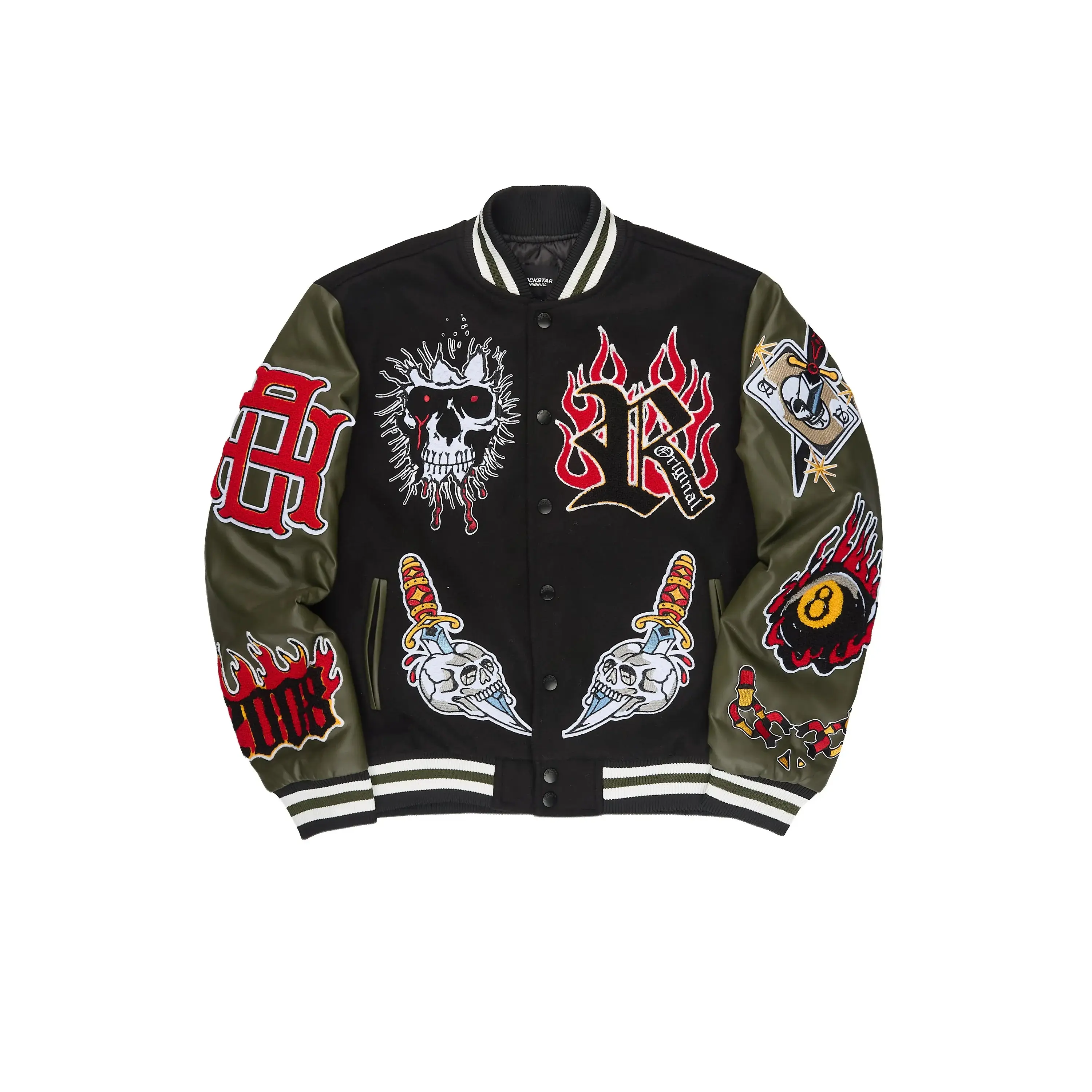 Clarke Black/Olive Varsity Jacket