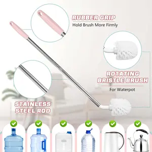 2-Pack Extra-Long Durable Steel Home Care Cleaning Brushes for 5-Gal Jugs, Buckets, Water Dispensers