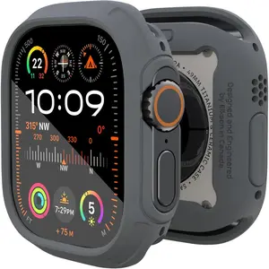 Grey Made for 49mm Apple Watch Ultra 3/2/1 Bumper Case with Screen Protector Tempered Glass, Quattro Max Series Rugged for iWatch, Military Grade Durable Protective Cover, Flexible Shock Proof