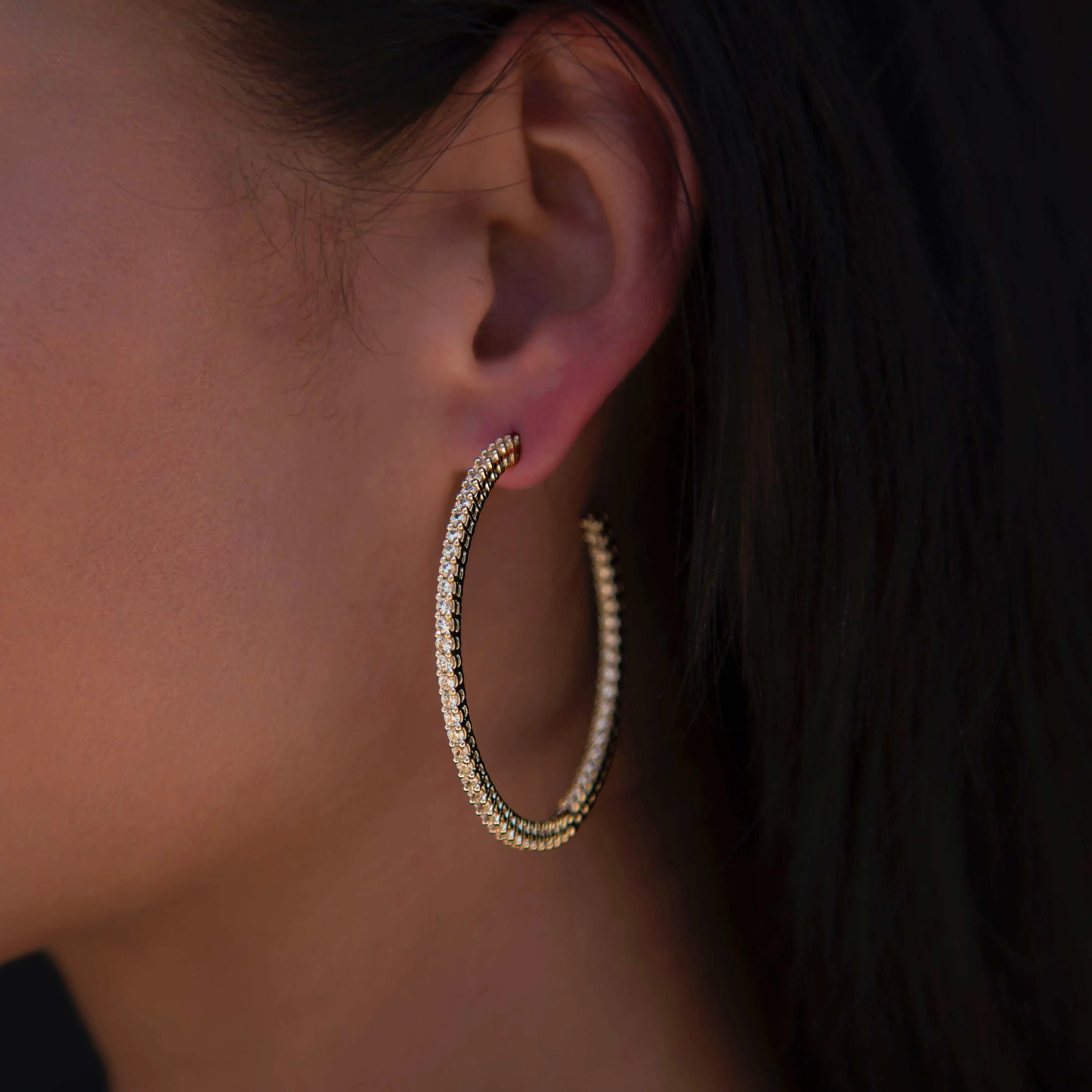 GLD Medium Eternity Hoop Earrings in Yellow Gold - Perfect Gift #tiktokshopsummersale