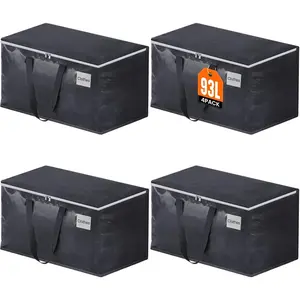 Moving Bags Duty with Zippers and Handles Collapsible Moving Supplies, for Packing & Moving Storing 93L 4Pack