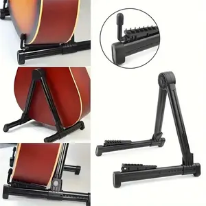 Durable Foldable Instrument Stand, Adjustable Holder for Acoustic & Electric Guitars, Mandolins, Banjos, Ukuleles, Violins, Sleek Finish