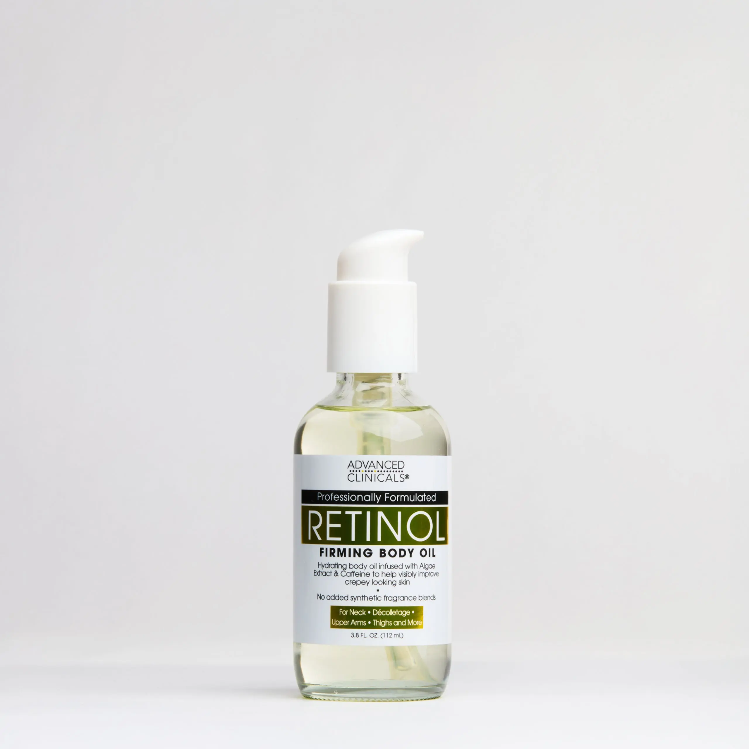 Advanced Clinicals Retinol Body Oil with Caffeine & Algae Extract - Silky, Lightweight Daily Body Care for Firmer, Smoother, Hydrated Skin & Tone Improvement