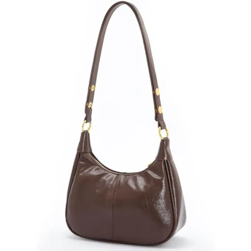 Women's Crescent-Shaped Mini Hobo Handbag, Vintage Retro Cute Shoulder Bag with Zipper Closure (Small Tote & Clutch Purse Style), Crescent-Shaped Women's Handbags, Hobo Women's Handbags
