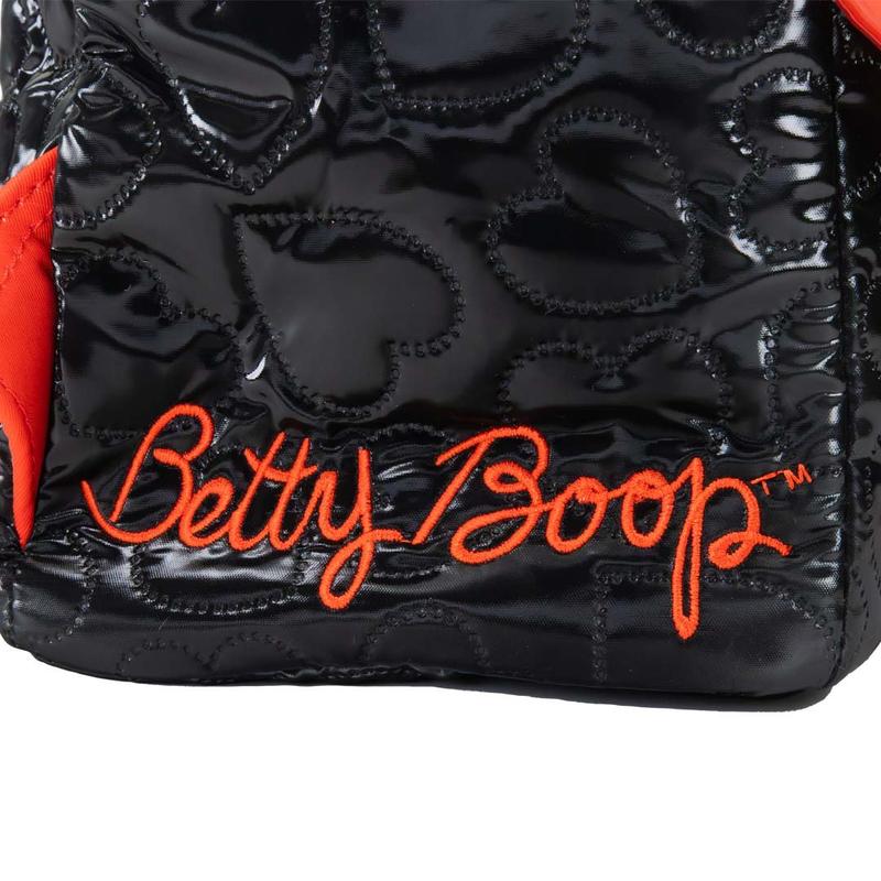 Whatever Makes You Happy Betty Boop Quilted Heart Trinket Backpack with Acrylic Charms