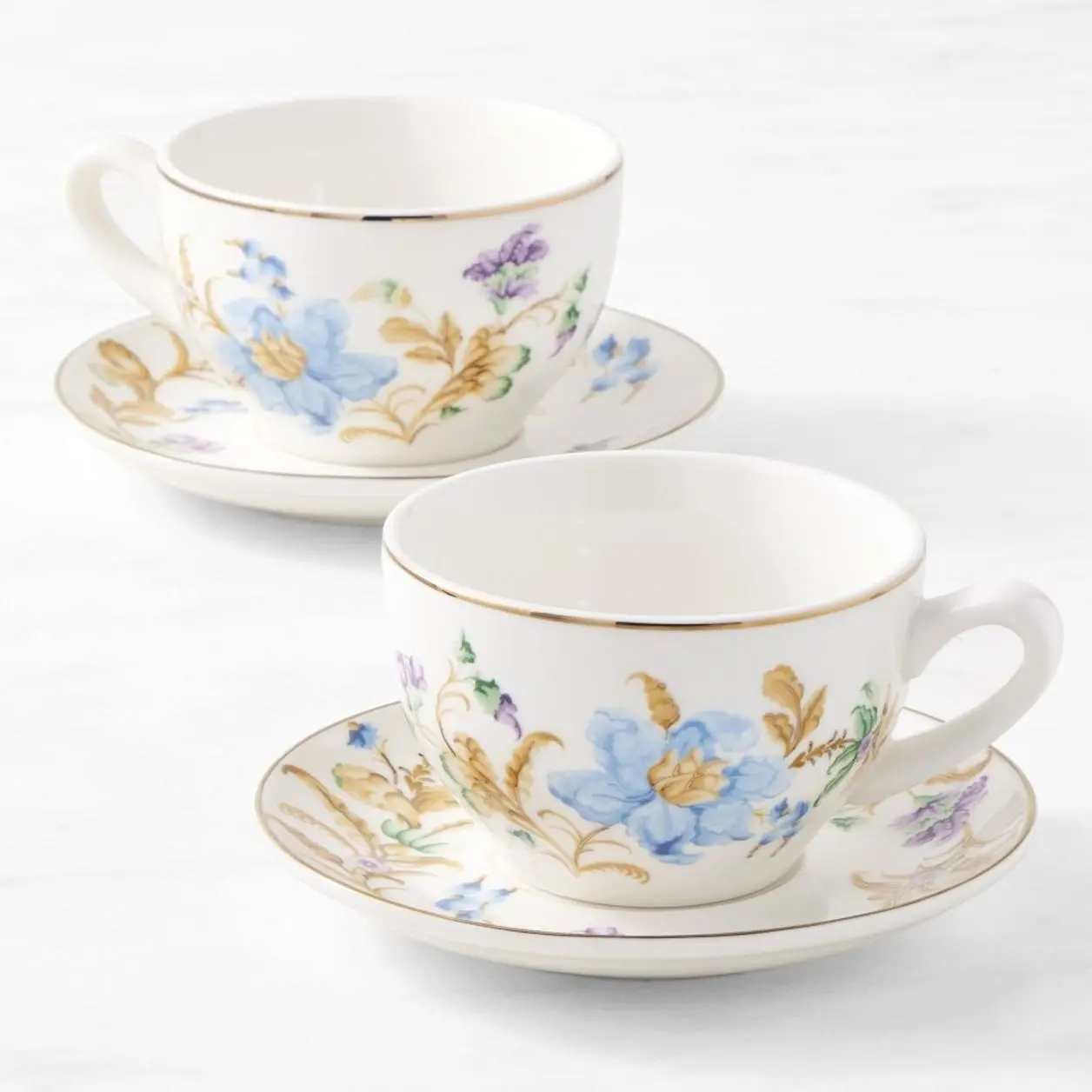 Bridgerton x Williams Sonoma Floral Cups & Saucers, Set of 2