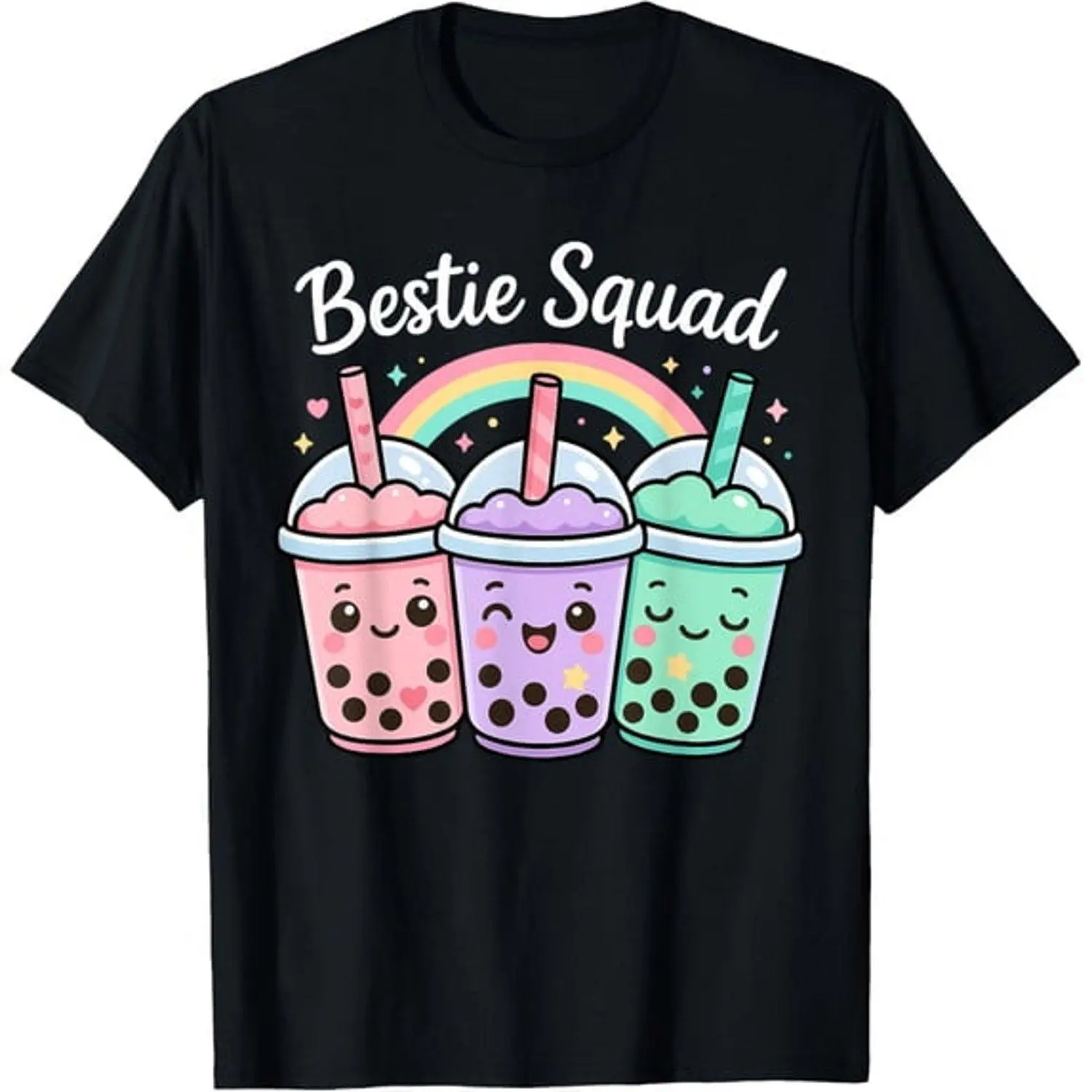 Bestie Squad Twin Day BFF Boba Tea Best Friend Graphic Tee Cute Matching Friendship Shirt Casual Everyday Soft Fit Top