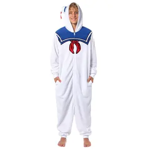 Stay Puft Marshmallow Man Costume Adult Ghostbusters Hooded Union Suit Pajama For Men Women