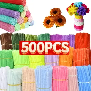 500Pcs DIY Flower Bouquet Kit | 12" Colorful Pipe Cleaners for Kids Arts & Crafts, Teachers Classroom Supplies, Handmade Valentine’s Gifts & Party Decor Chenille Stems