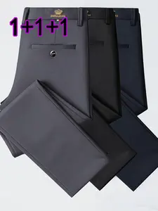 Three-Pack Men's High-Stretch Business Pants | Wrinkle-Resistant Non-Iron Trousers | Multiple Colors | Stylish for Work, Office, Commute & Casual Wear | Breathable, Comfortable & Versatile for All Occasions