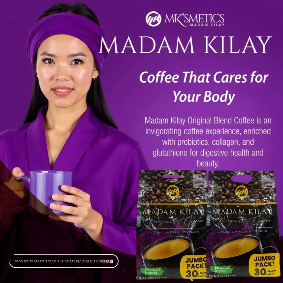 Madam Kilay Coffee Mix with Collagen - 10 Sachets Food Supplement
