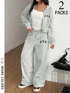 Sisters, don't miss it! This suit is a must-have daily rigid demand for Black Friday and Cyber Monday, and Christmas gifts are unique! The pink suit is sweet, spicy and eye-catching, a combination of short hooded zippered sweatshirt + wide-leg sweatpants,