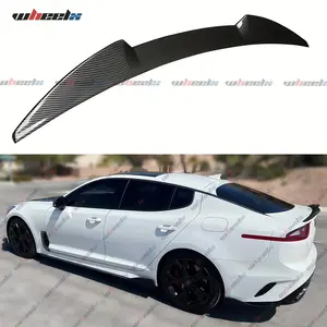 Rear Spoiler Compatible With 2018-2024 for Kia Stinger (Glossy Black/Carbon Fiber), Trunk Exterior Duckbill High Kick Tail Deck Lid Wing Lip Splitter 2018 2019 2020 2021 2022 2023 2024