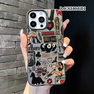 Retro Rockabilly Stickerbomb 1.2mm Soft Silicone Shockproof Protective Case - Smartphone Protector for iPhone 11-17, 12-16 Pro/Pro Max Mobile Accessories