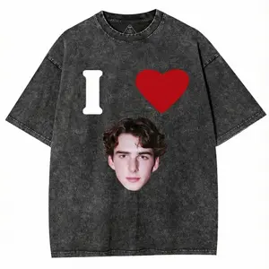 I Love Custom Portrait Y2K Shirts Washed Tee , Custom Face Shirt, Graphic Tee, Birthday, 90s Graphic Tee Style, Personalize Your Name, Gift For Him, For Her Cotton Top, Streetwear, Womenswear