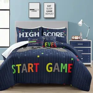 Lush Decor Video Games Quilt Set - Includes Various Video Game Pieces for Home Decoration and Entertainment
