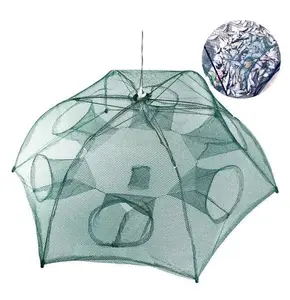 Fishing Trap Net Portable Folded Fishing Bait Trap Shrimp Minnow Crab Bait Net 6 Sides 6 Holes Crayfish Cast Mesh Trap Automatic